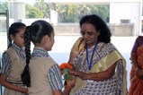 Smt. Ranjana Argade being welcomed at school 