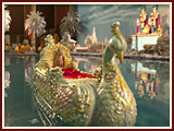 Shri Harikrishna Maharaj in a boat