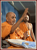 Swamishri in a divine, jovial mood