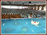 Shri Harikrishna Maharaj in a boat