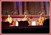Swamishri and senior sadhus on the main stage
