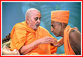 Sadhu Initiation Ceremony - Swamishri gives Gurumantra to newly initiated sadhus