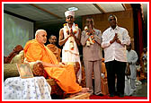 Sadhu Initiation Ceremony - Swamishri gives Gurumantra to newly initiated parshads