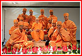 Sadhu Initiation Ceremony - Swamishri with newly initiated sadhus...