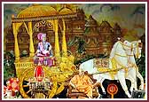 Evening ,Shri Harikrishna Maharaj and Swamishri seated in the assembly 