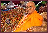Morning,Swamishri in the morning assembly 