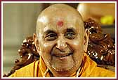 Morning,Swamishri in the morning assembly 