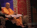 Swamishri during the Sunday satsang assembly