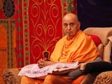 Swamishri during the Sunday satsang assembly