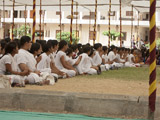 Devotees engaged in darshan of Swamishri