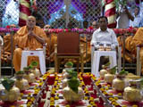  Senior sadhus and devotees engaged in patotsav mahapuja rituals