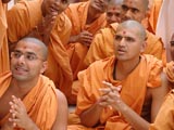  Sadhus engaged in darshan of Swamishri