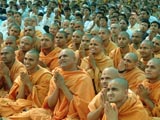  Sadhus engaged in darshan of Swamishri