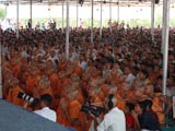  Sadhus and devotees engaged in Swamishri's darshan