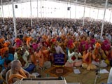 Youths sing kirtans in the traditional 'occhhav' style