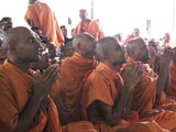  Sadhus engaged in darshan of Swamishri