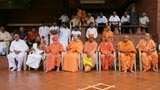 Religious leaders from different mandirs waiting to greet Swamishri