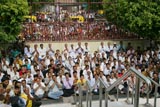 Devotees doing darshan of Swamishri 