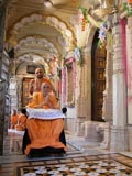 Swamishri in the mandir for darshan