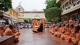  Swamishri bids Jai Swaminarayan to sadhus