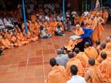  Sadhus and devotees doing darshan of Swamishri