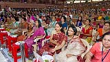  Devotees participate in pratishtha mahapuja rituals
