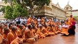  Sadhus and devotees doing darshan of Swamishri