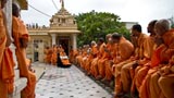  Sadhus doing darshan of Swamishri in the mandir pradakshina