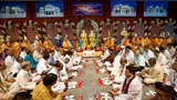  Devotees participate in pratishtha mahapuja rituals