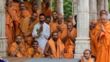  Sadhus engaged in darshan of Swamishri