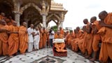  Sadhus engaged in darshan of Swamishri