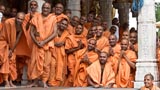  Sadhus engaged in darshan of Swamishri