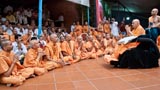  Sadhus and devotees doing darshan of Swamishri