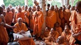  Swamishri with sadhus in the mandir