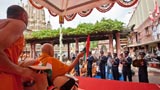  BAPS youth from Nadiad play marching tunes in front of Swamishri 