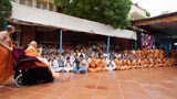  Sadhus and devotees doing darshan of Swamishri