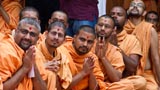  Sadhus doing darshan of Swamishri