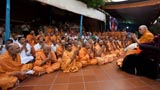  Sadhus and devotees doing darshan of Swamishri