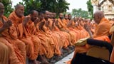  Sadhus doing darshan of Swamishri in the mandir pradakshina
