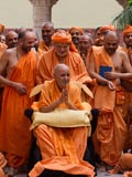  Swamishri with sadhus in the mandir pradakshina