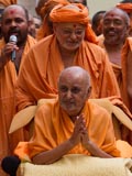  Swamishri with sadhus in the mandir pradakshina