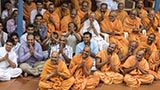  Sadhus and devotees doing darshan of Swamishri