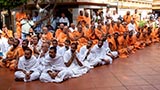  Sadhus and parshads doing darshan of Swamishri