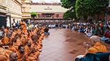  Sadhus and devotees doing darshan of Swamishri