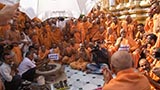 Swamishri with sadhus in the mandir pradakshina