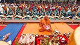  Senior sadhus and devotees participate in mahapuja
