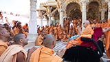  Sadhus doing darshan of Swamishri in the mandir pradakshina
