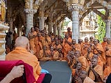  Sadhus doing darshan of Swamishri in the mandir pradakshina