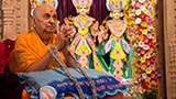  Senior sadhus honor Swamishri with a garland
