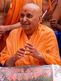  Swamishri in a festive mood with sadhus in the mandir pradakshina